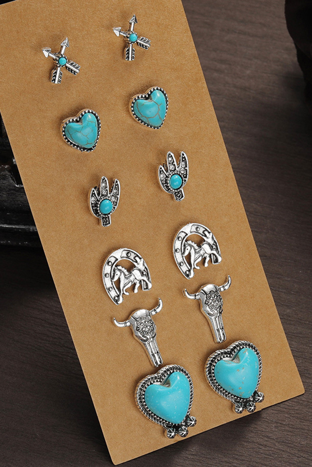 Little Daisy Closet - LDC Vintage Turquoise Western Pattern Stud Earrings