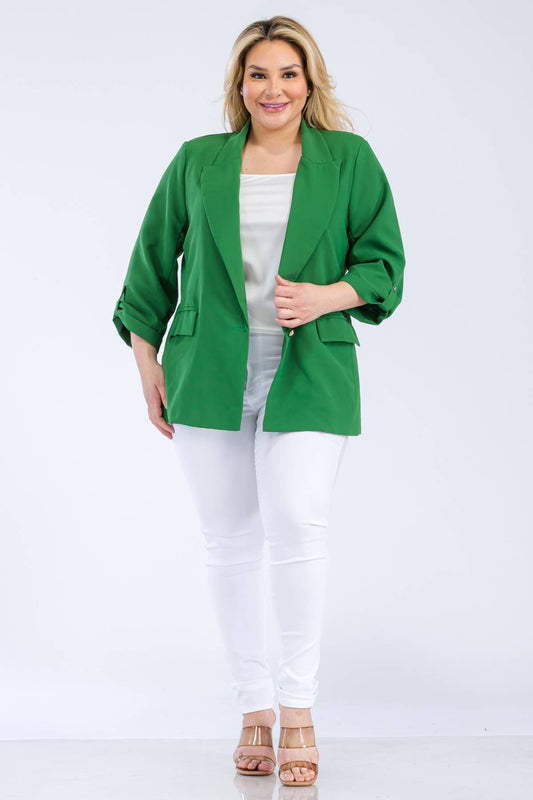 Plus Size Women Solid Blazer