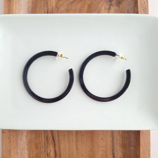Spiffy & Splendid - Cameron Hoops - Black // Jewelry, Earrings, Fall