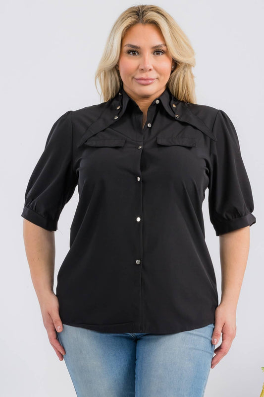Plus Size Women Solid Casual Shirt