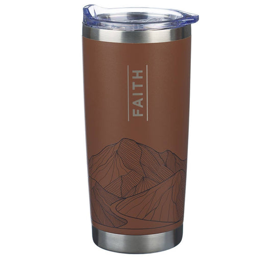 Christian Art Gifts - Tumbler SS Brown Faith Mountains