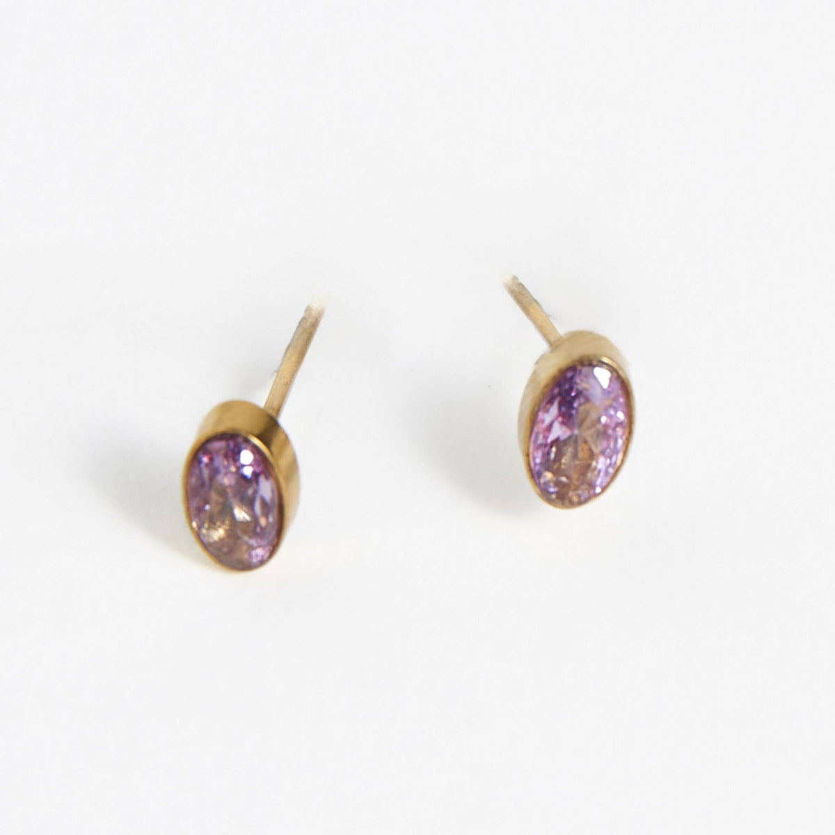 Howard's - Waterproof Earrings Oval Gem Cubic Zirconia 18K Gold Stud