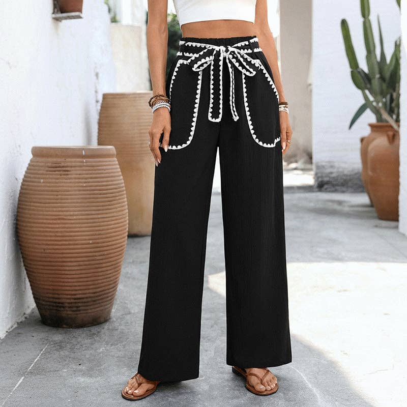 Lovesoft - High Waist Wide Leg Drawstring Casual Pants