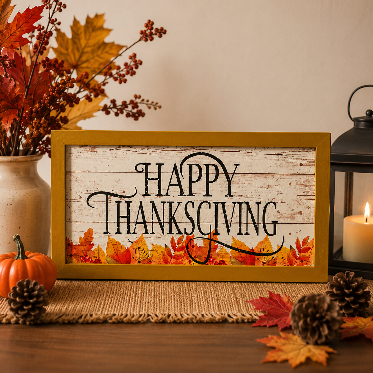 VHC Brands - Happy Thanksgiving Wall & Table Sign 8x16