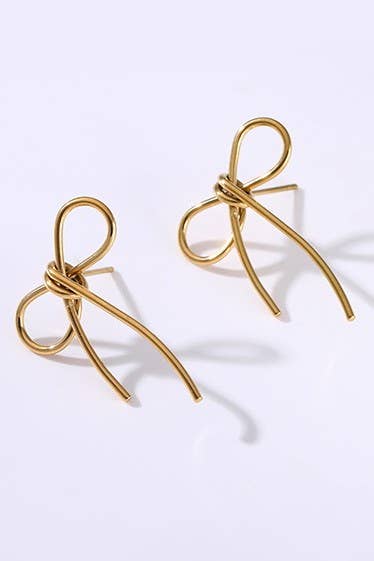 JOSSLYN by wall to wall - 18K STAINLESS STEEL TARNISH FREE BOW EARRINGS | 40E0347