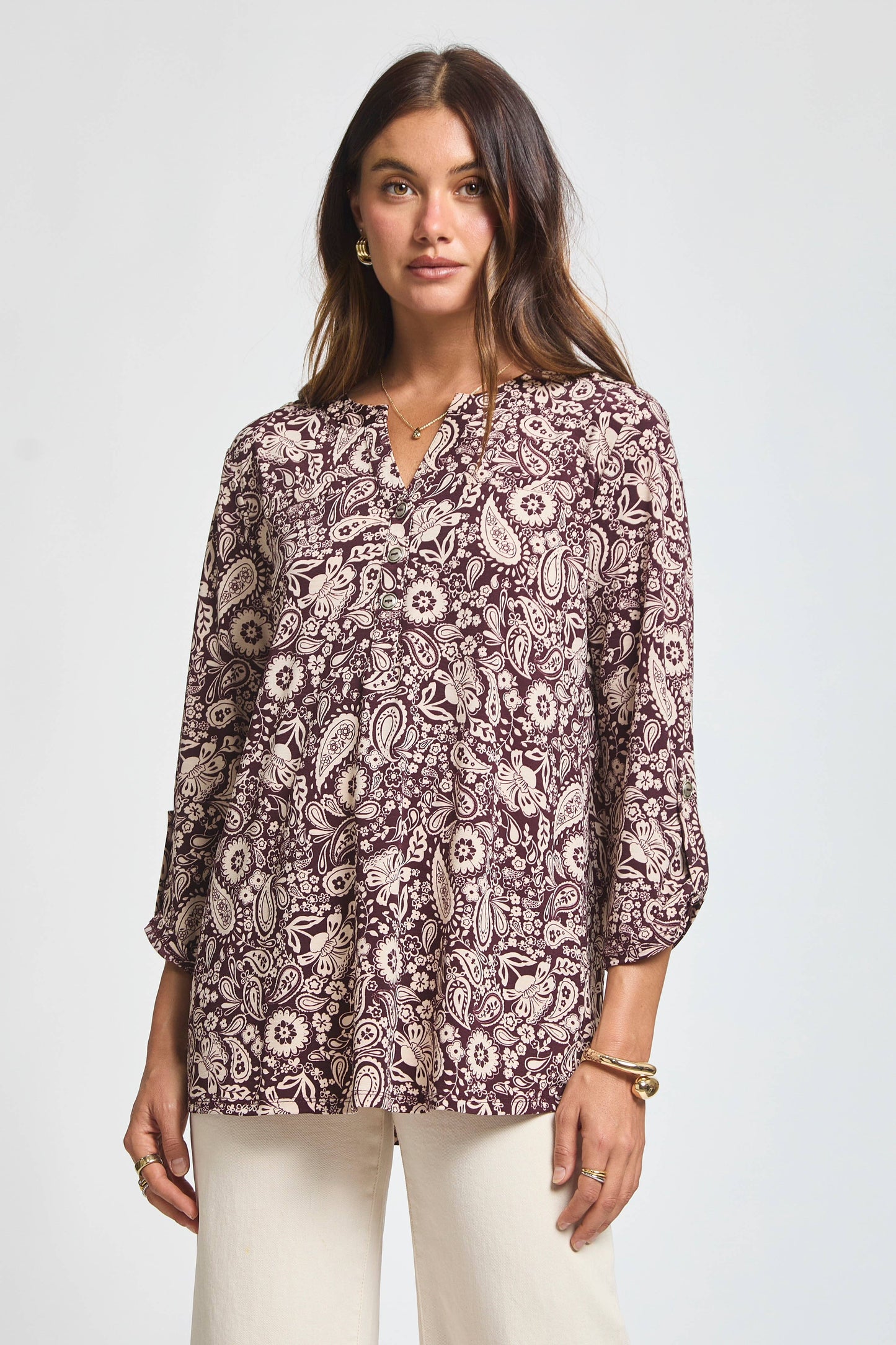 DEAR SCARLETT - Paisley V-Neckline Lizzy Top