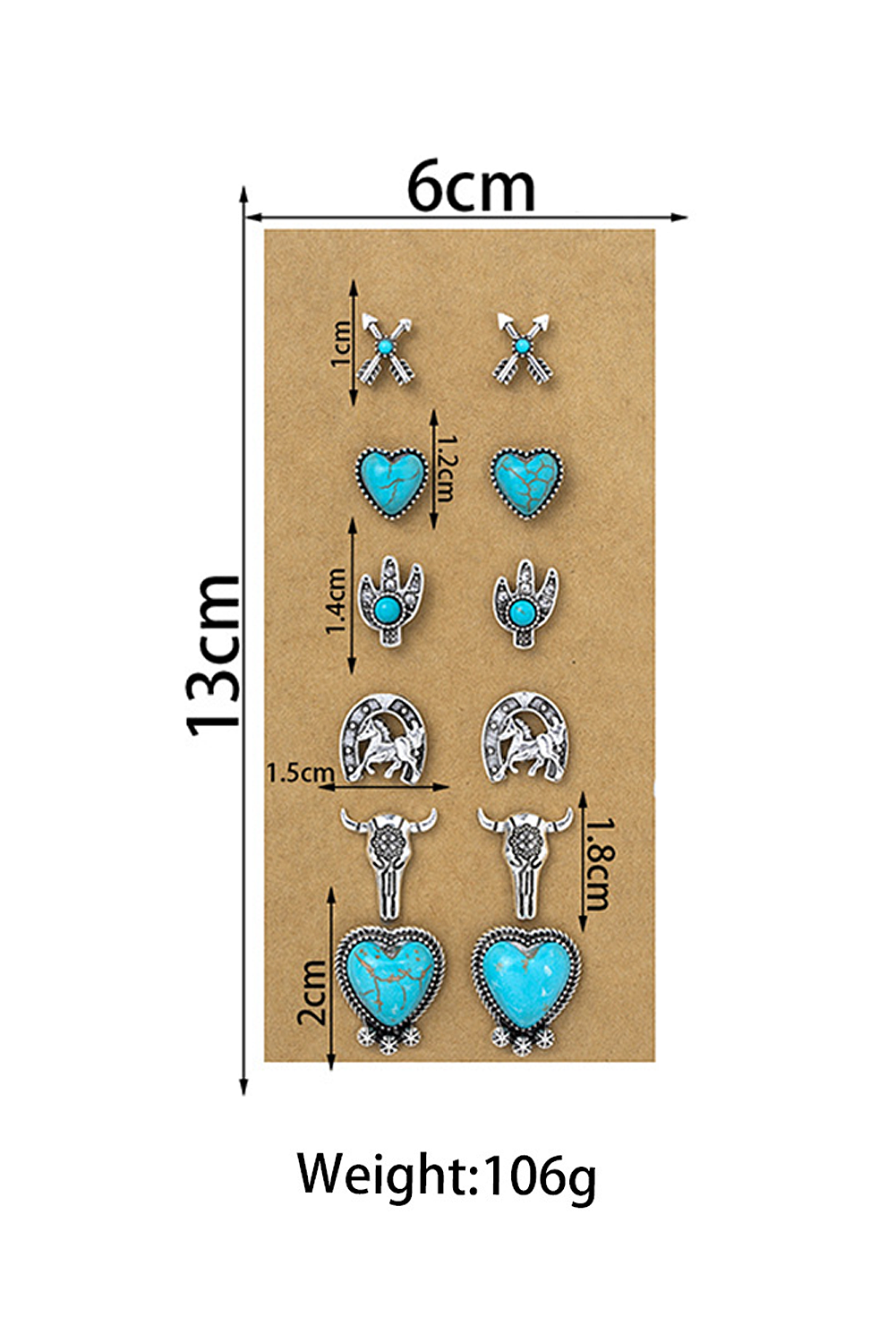 Little Daisy Closet - LDC Vintage Turquoise Western Pattern Stud Earrings