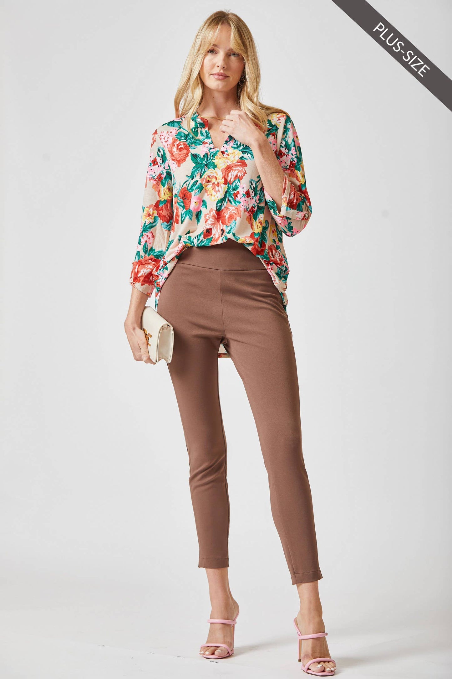 DEAR SCARLETT - PLUS SIZE  3/4 Sleeve Printed LIZZY Top