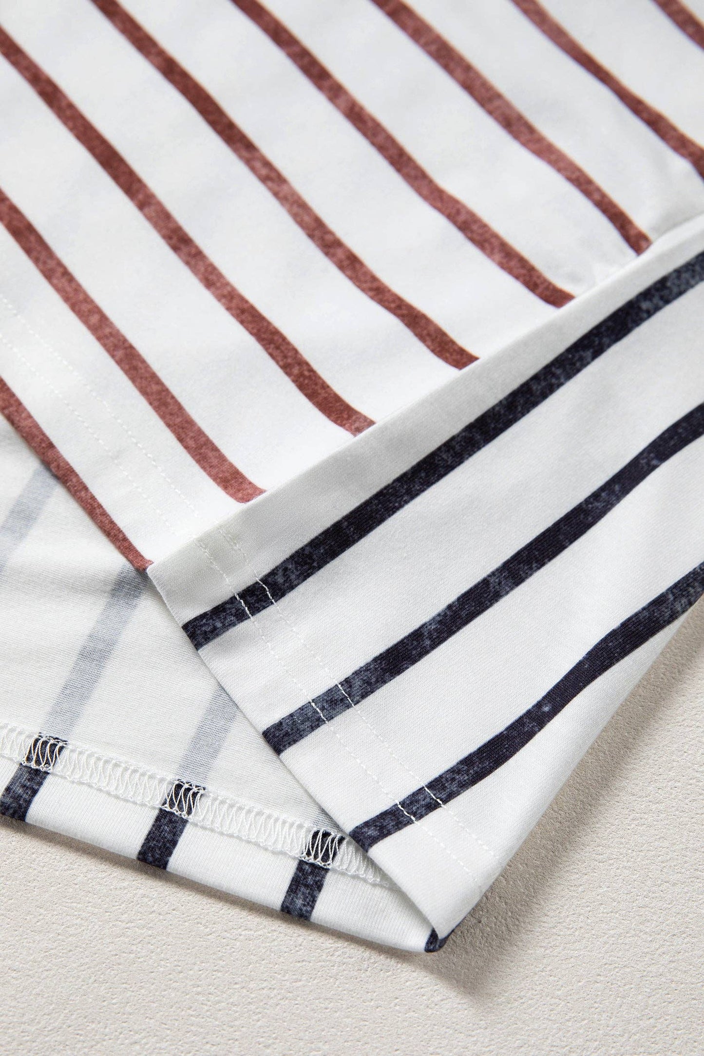 Indie & Co. | Women's Apparel - Danna Stripe Tee-Khaki | Colorblock Tee | 3/4 Sleeve Tee
