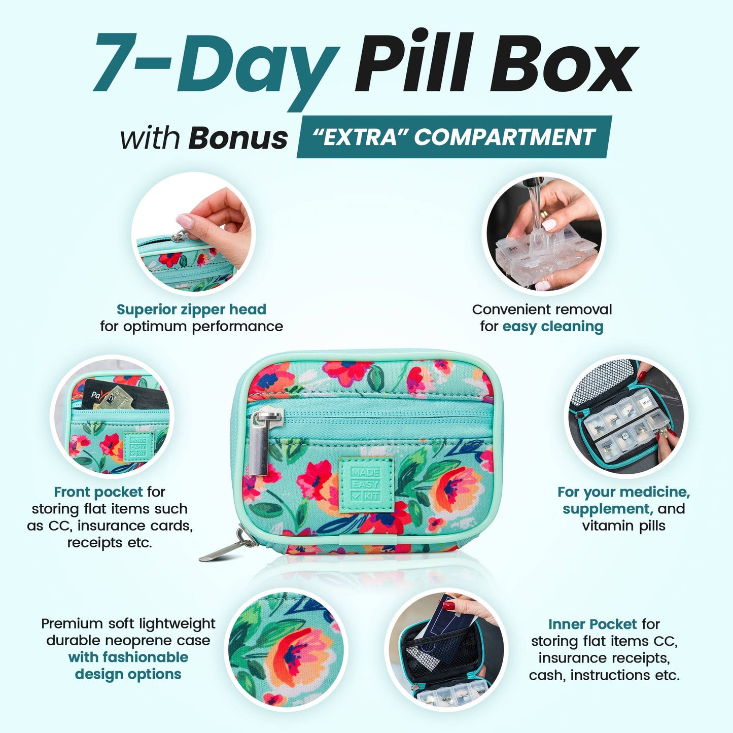 MADE EASY KIT - Made Easy Kit Pill Case - Weekly 7-Day Medicine Organizer