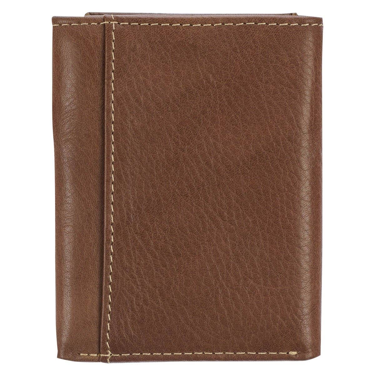 CHRISTIAN ART GIFTs For MEN - Wallet Leather Brown Ichthus Badge