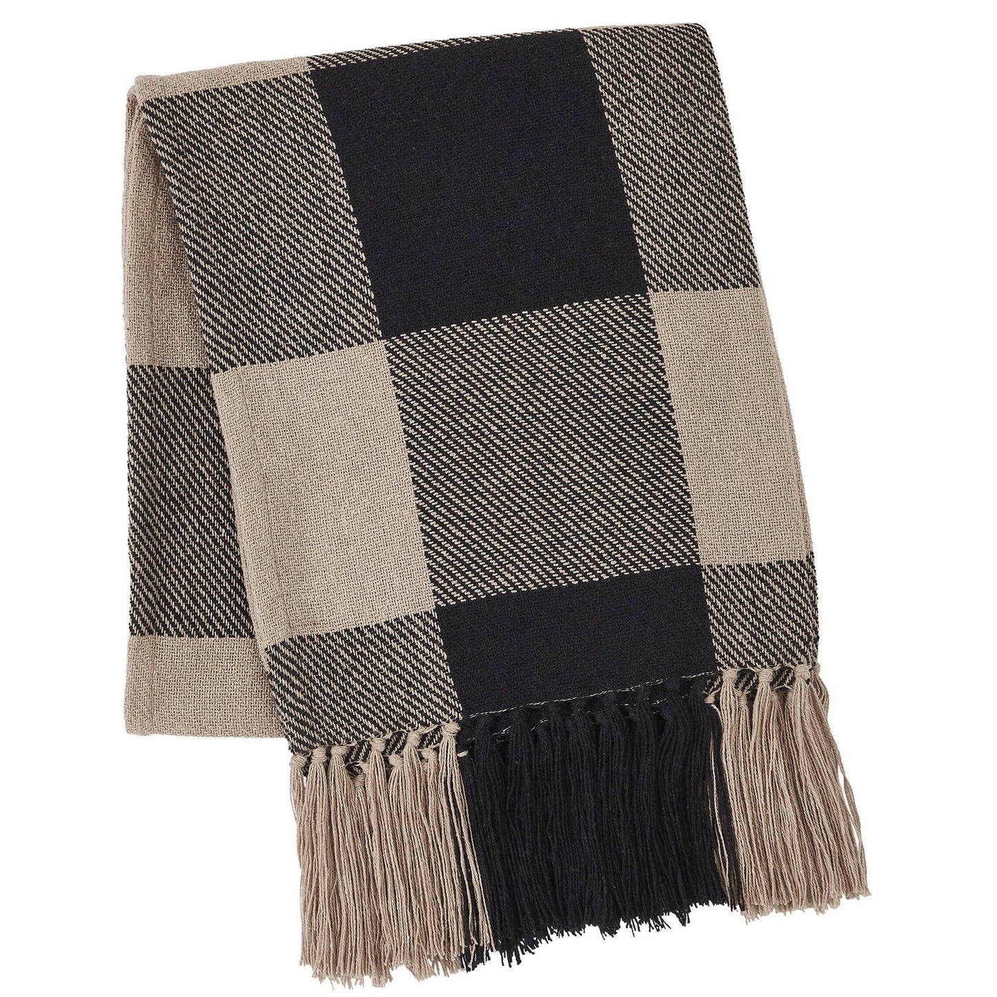 VHC Brands - Black Tan Buffalo Check Woven Throw Blanket 50x60