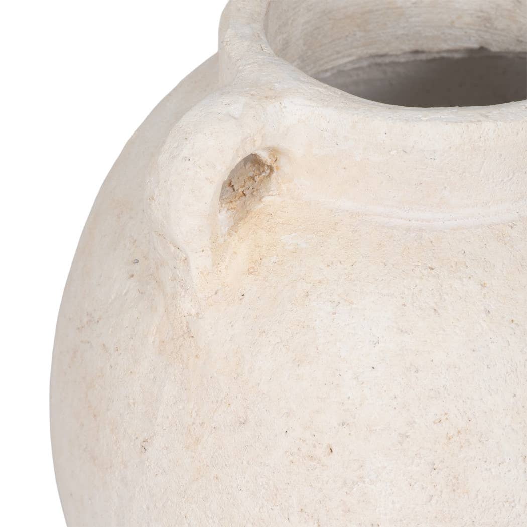 Sagebrook Home - Decorative Vase - White Ceramic Bulbous with Handle Jug, 7in
