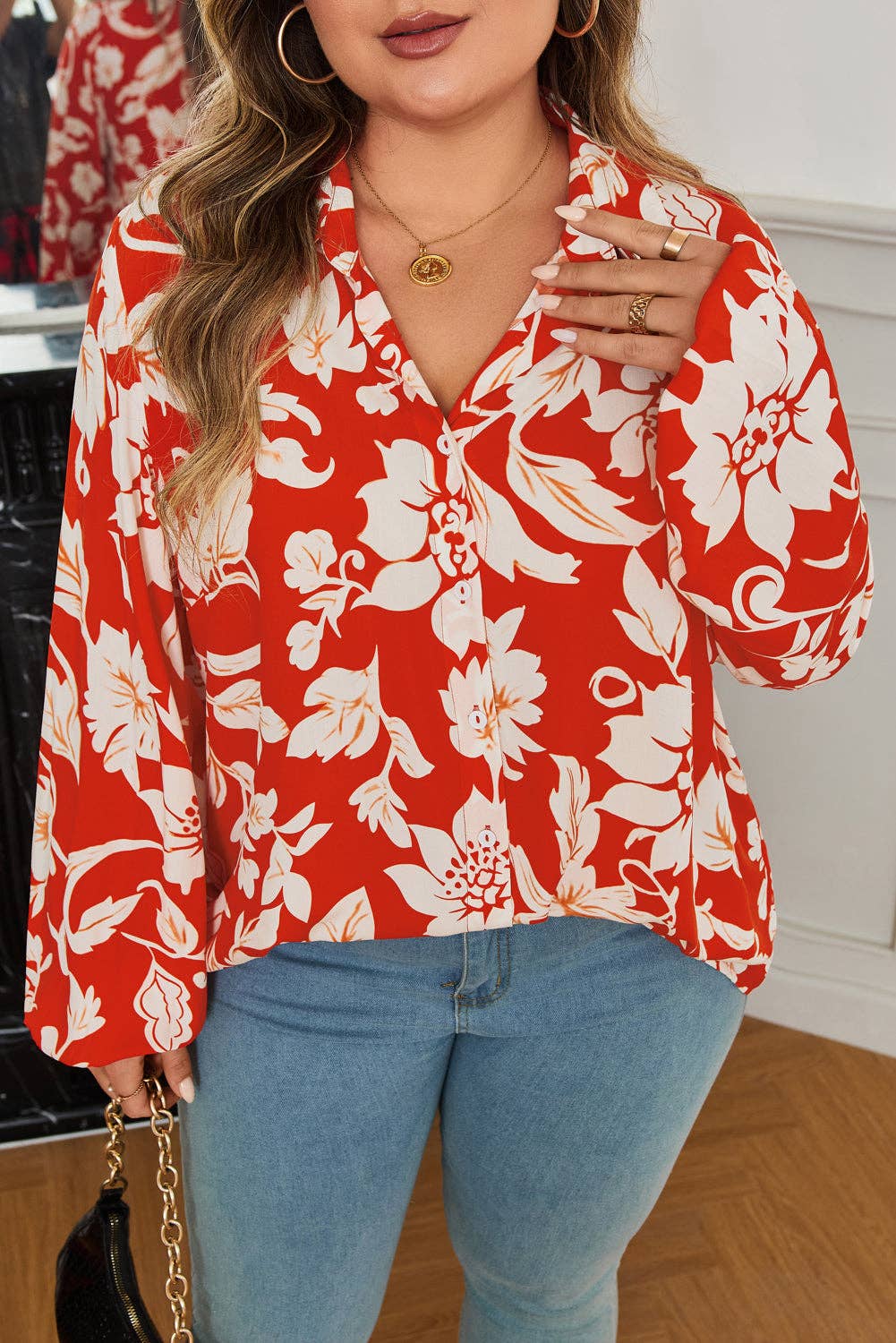 PRETTY BASH - Floral Button-Up Shirt