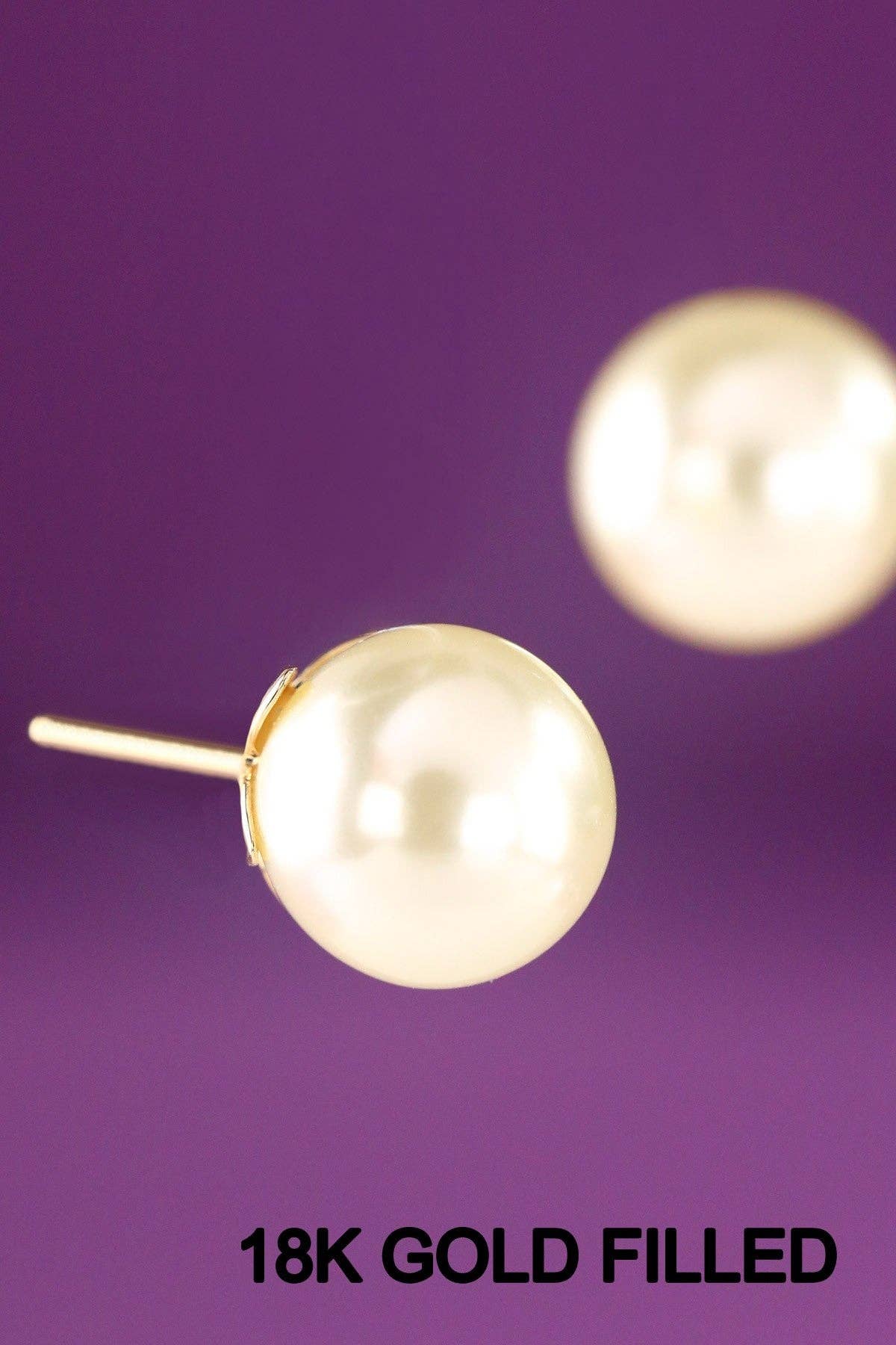 Urbanista - 18K Gold Filled Pearl Stud Earrings