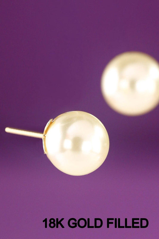 Urbanista - 18K Gold Filled Pearl Stud Earrings