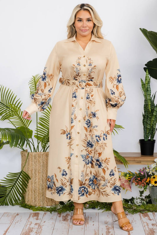Plus Size Women Flower Detail Maxi Dress