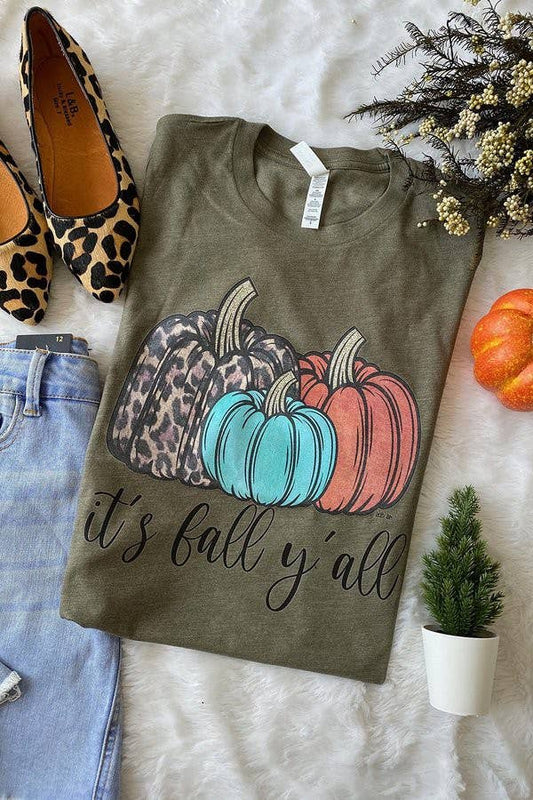 L&B Life - Bella Canvas It's Fall Y'all Cute, Pumpkins Graphic T-shirt