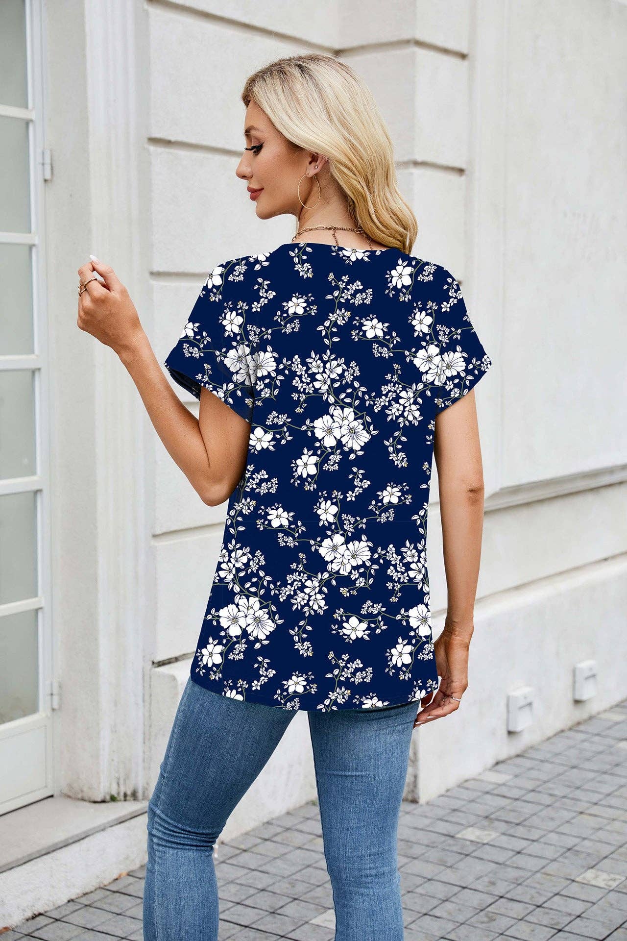 Women Print Loose Fit Crew Neck Short Sleeve T-Shirt