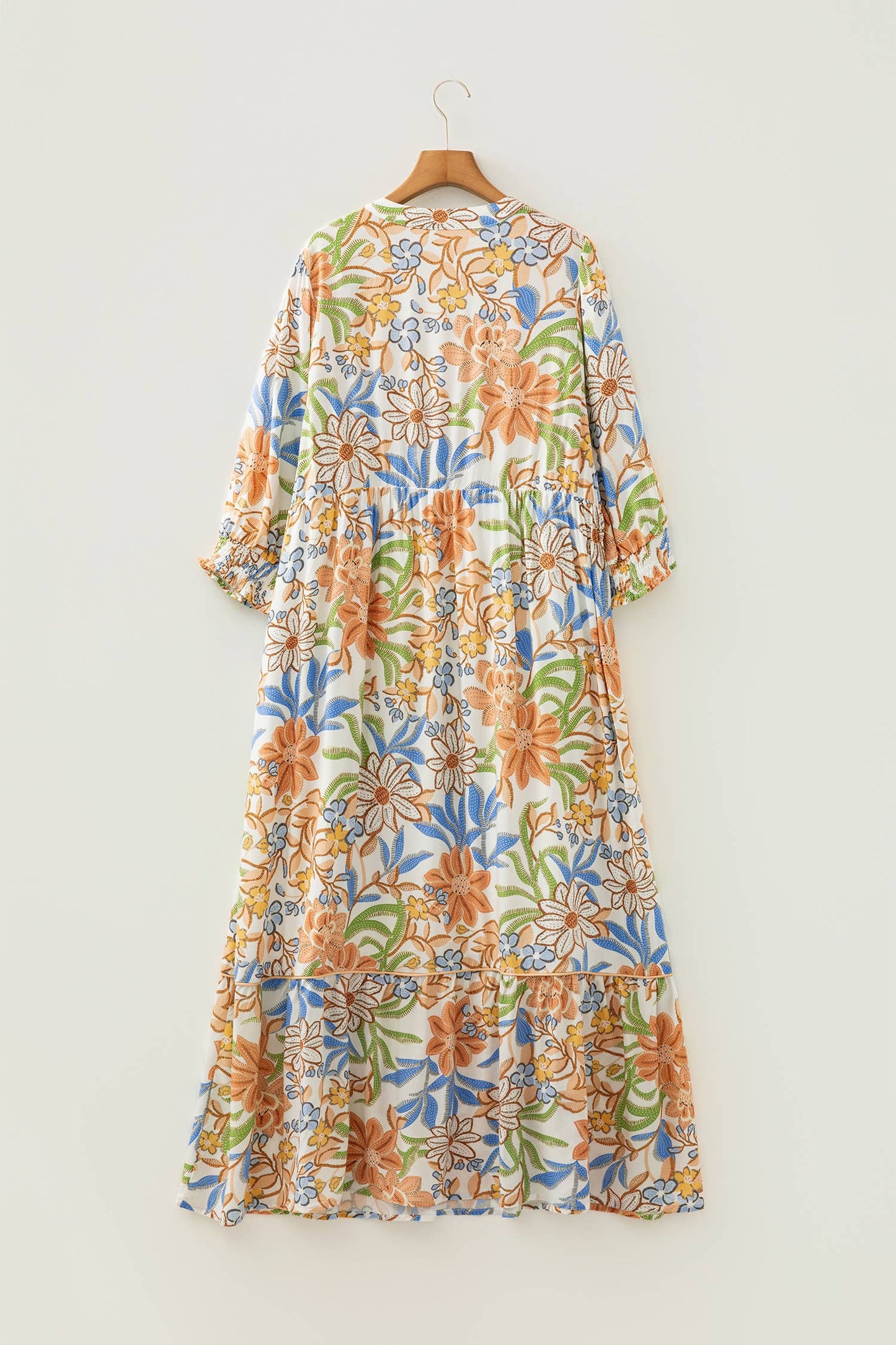 PRETTY BASH - Plus Size Floral 3/4 Sleeve Tiered Dress