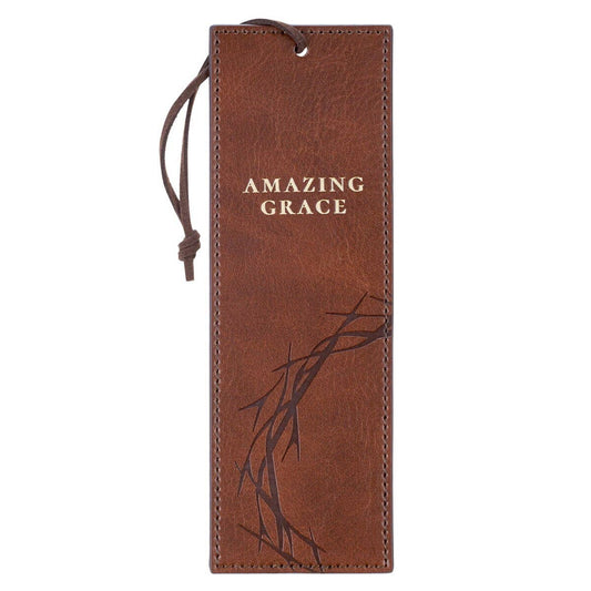 Christian Art Gifts - Bookmark Faux Leather Crown of Thorns/Amazing Grace Isa 53:5