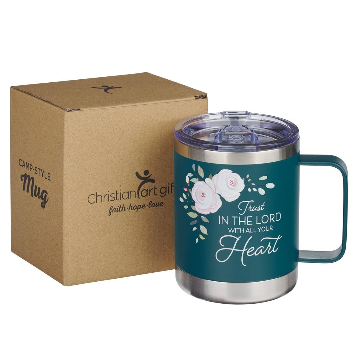 Christian Art Gifts - Mug SS Camp Teal Trust in the Lord Prov. 3:5