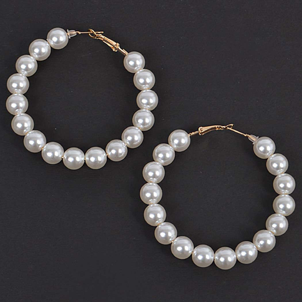 3AM BY H&D ACCESSORIES - Upside Down Pearl Hoop Earring