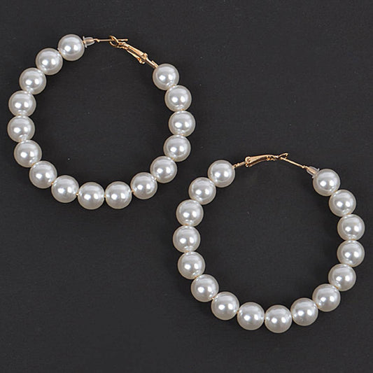 3AM BY H&D ACCESSORIES - Upside Down Pearl Hoop Earring