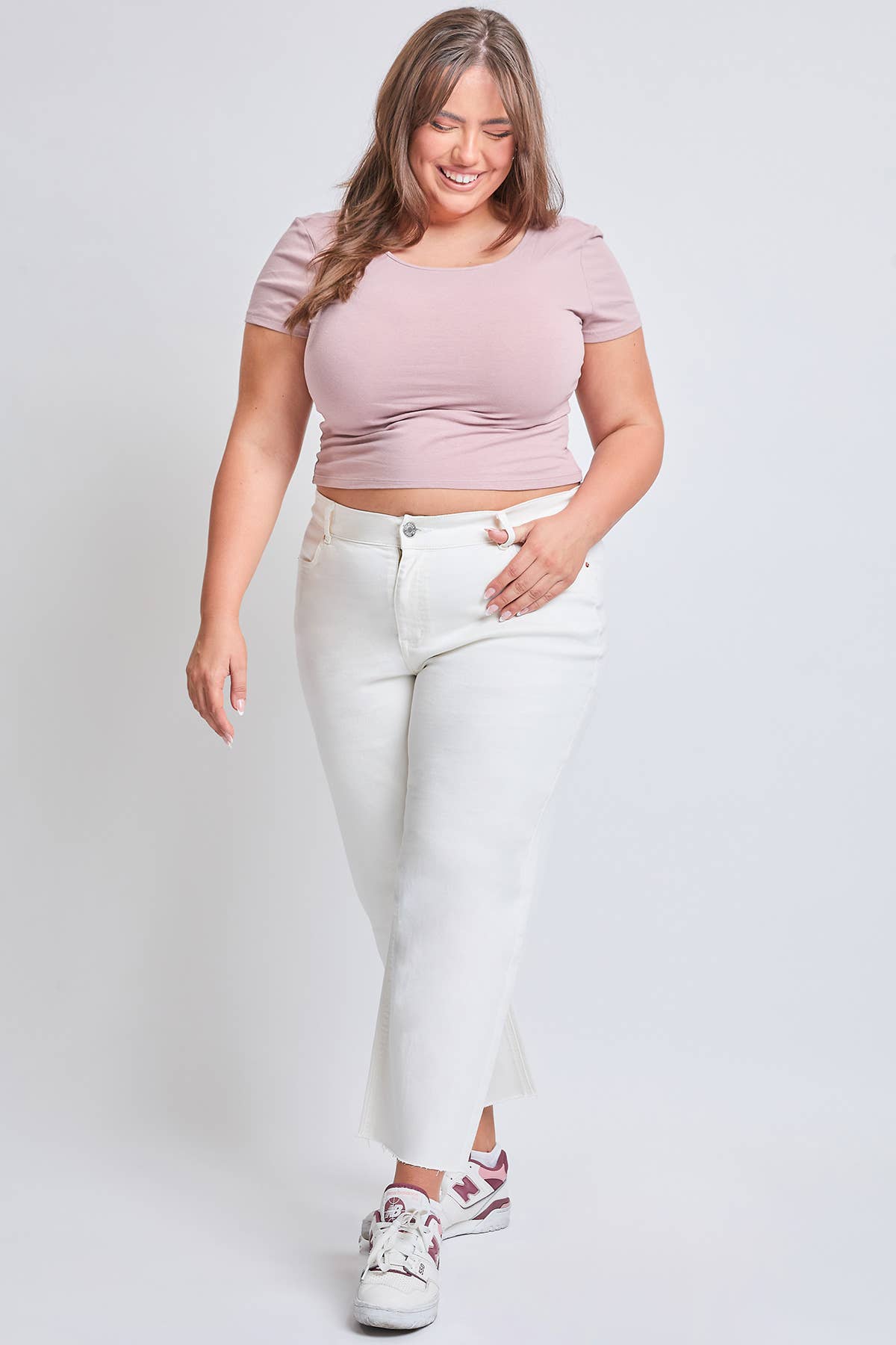 YMI - Plus High Rise Cropped Wide Leg Trouser-EP209207