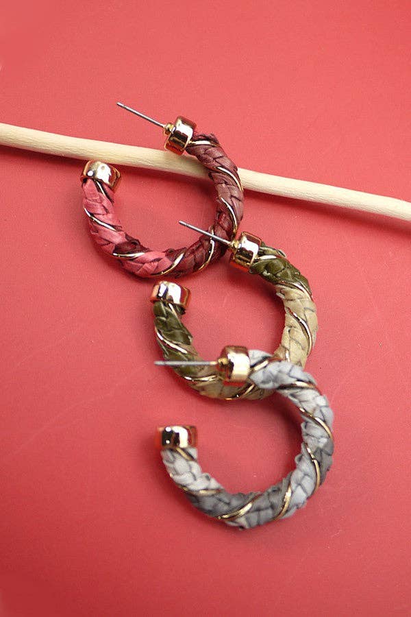 JOSSLYN by wall to wall - FAUX LEATHER ROPE HOOP EARRINGS | 52E2090216