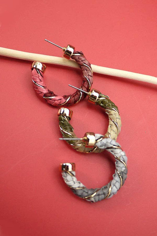 JOSSLYN by wall to wall - FAUX LEATHER ROPE HOOP EARRINGS | 52E2090216