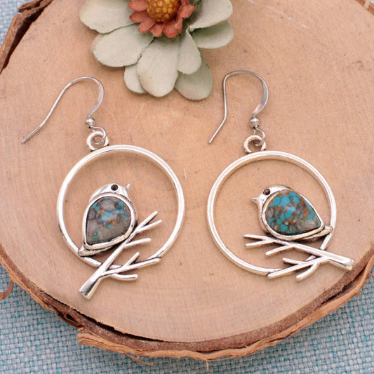 ZAD - Morning Song Turquoise Bird Silver Earrings