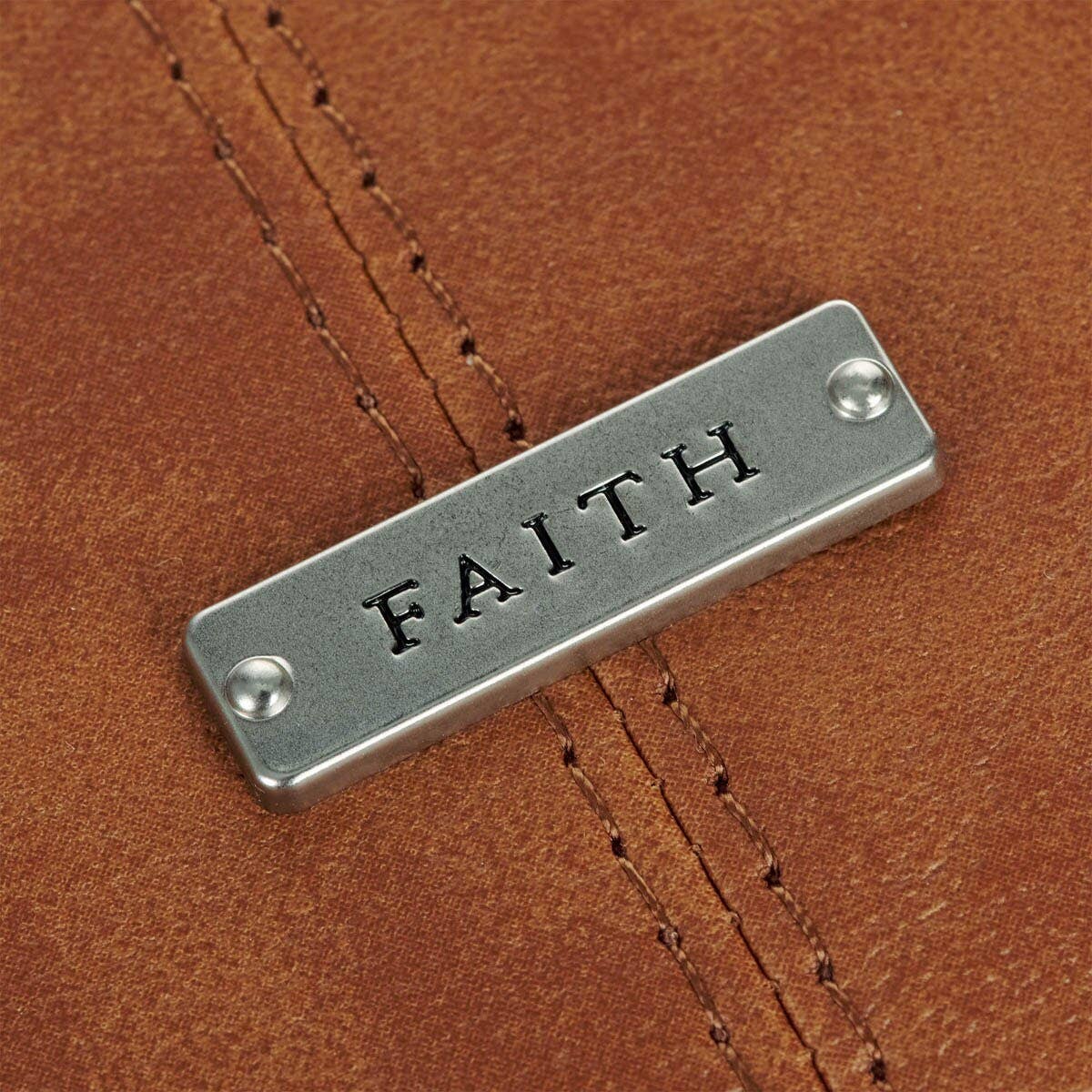 Christian Art Gifts - Bible Cover Classic Brown Faith Badge