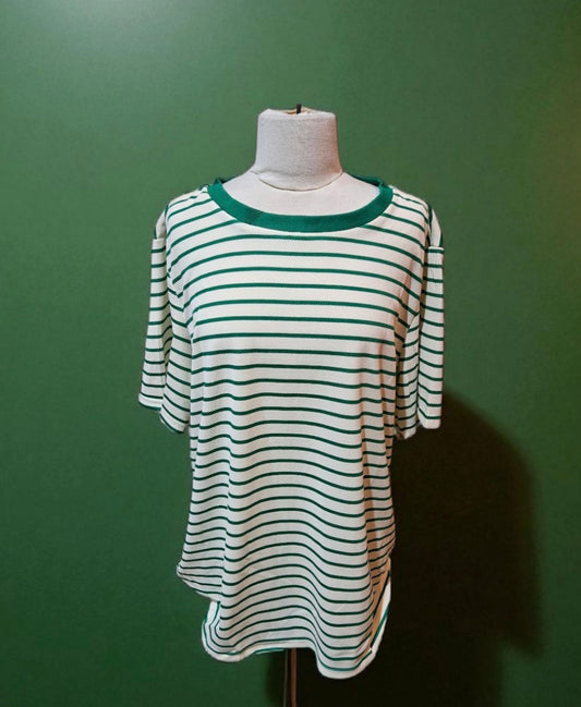 Plus Size Green Striped T-Shirt