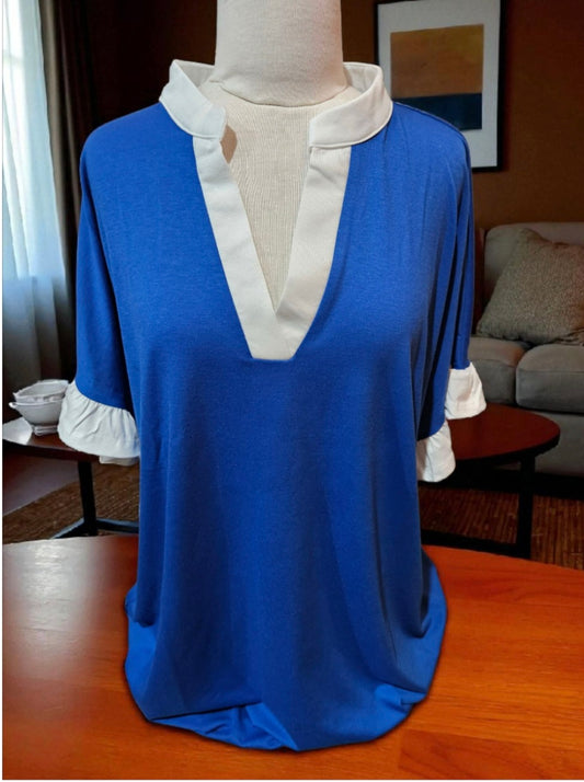 Ruffle Sleeves V-Neck Top