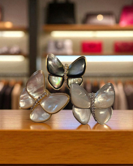 Mother of Pearl Butterfly Statement Broach in Solid Copper
