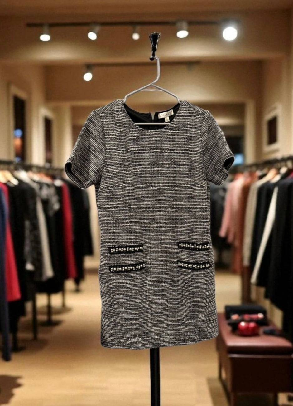 Black Print Dress with Pockets