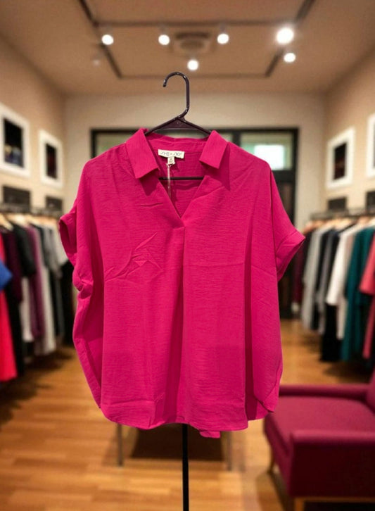 Short Sleeve V-Neck Blouse