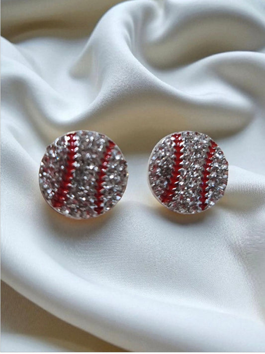Red & Silver Baseball Earrings