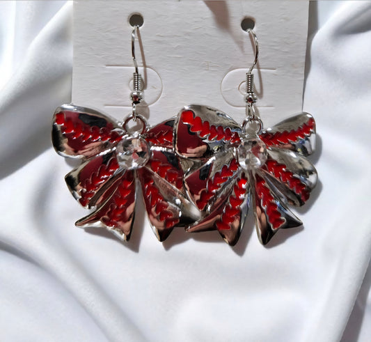 Bow Baseball Earrings