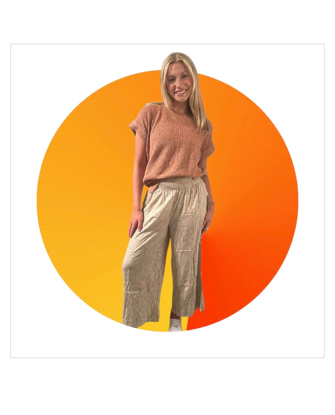 JCP4225-Boho Paisley Print Wide Leg Flowy Pants with Pockets