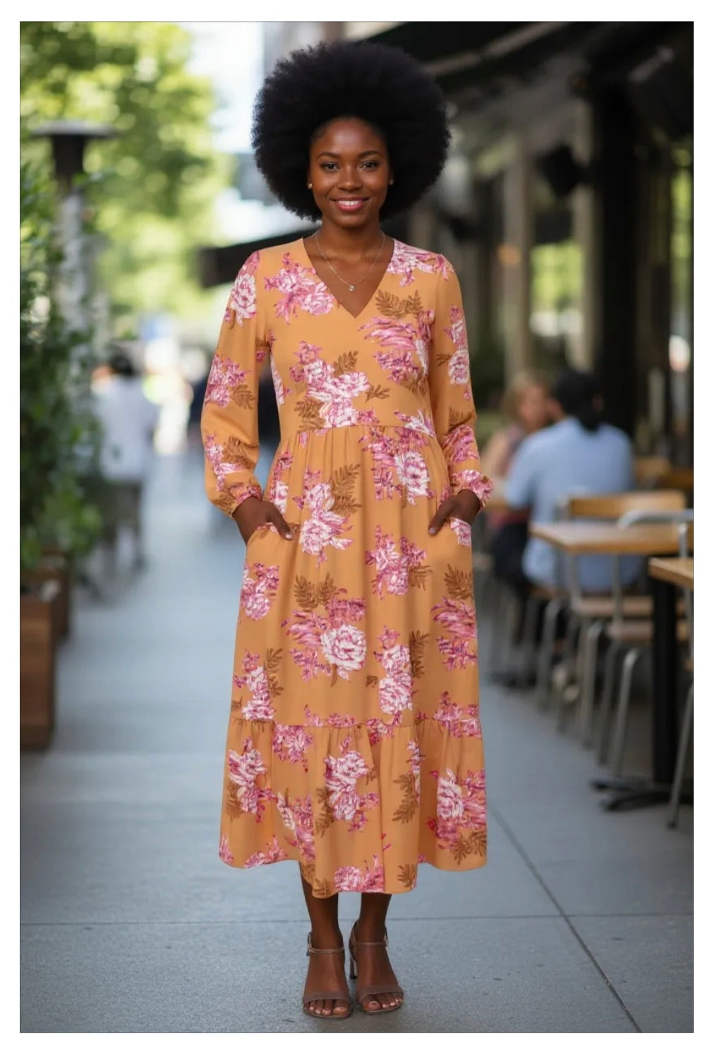 Vintage Floral Print Buttery Smooth Dress