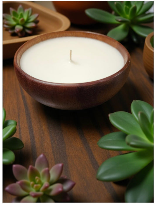 Acacia Wood Bowl Candle