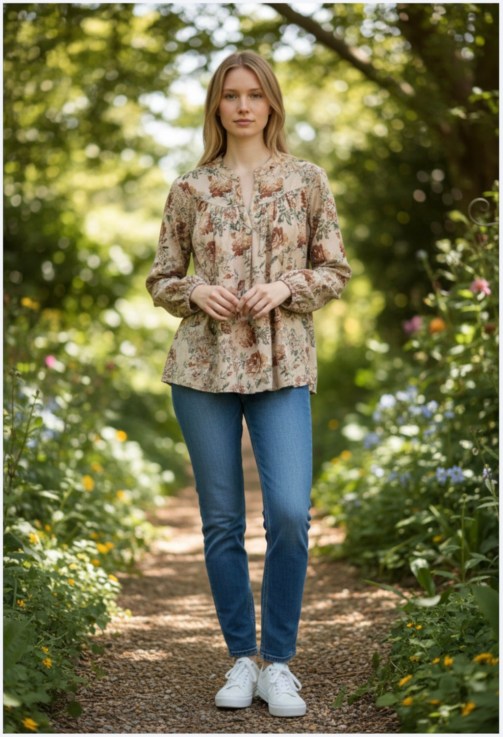 Haptics Floral Print V-Neck Blouse