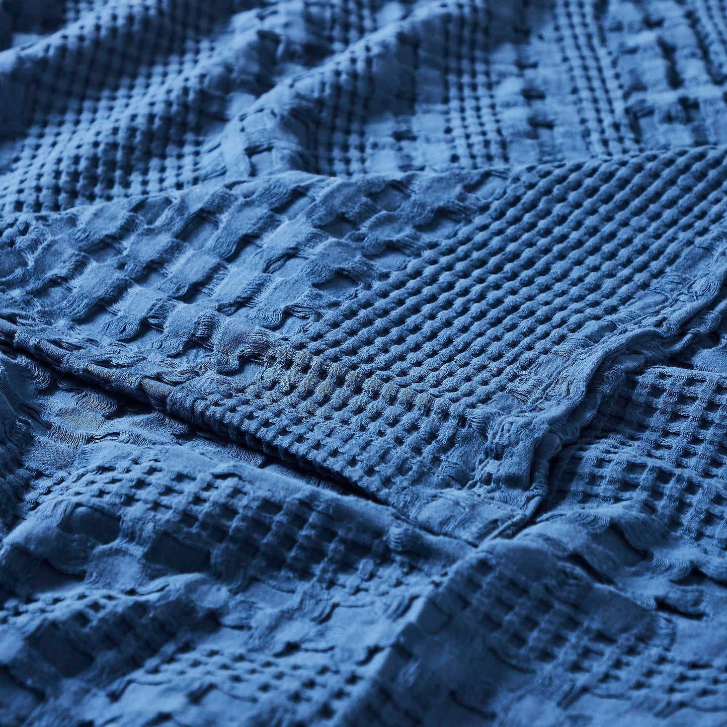 VHC Brands - Navy Blue Waffle Weave Throw Blanket – Cotton 50x60