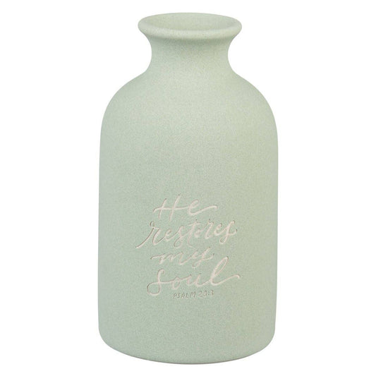 Christian Art Gifts - Table Vase He Restores My Soul Ps. 23:3