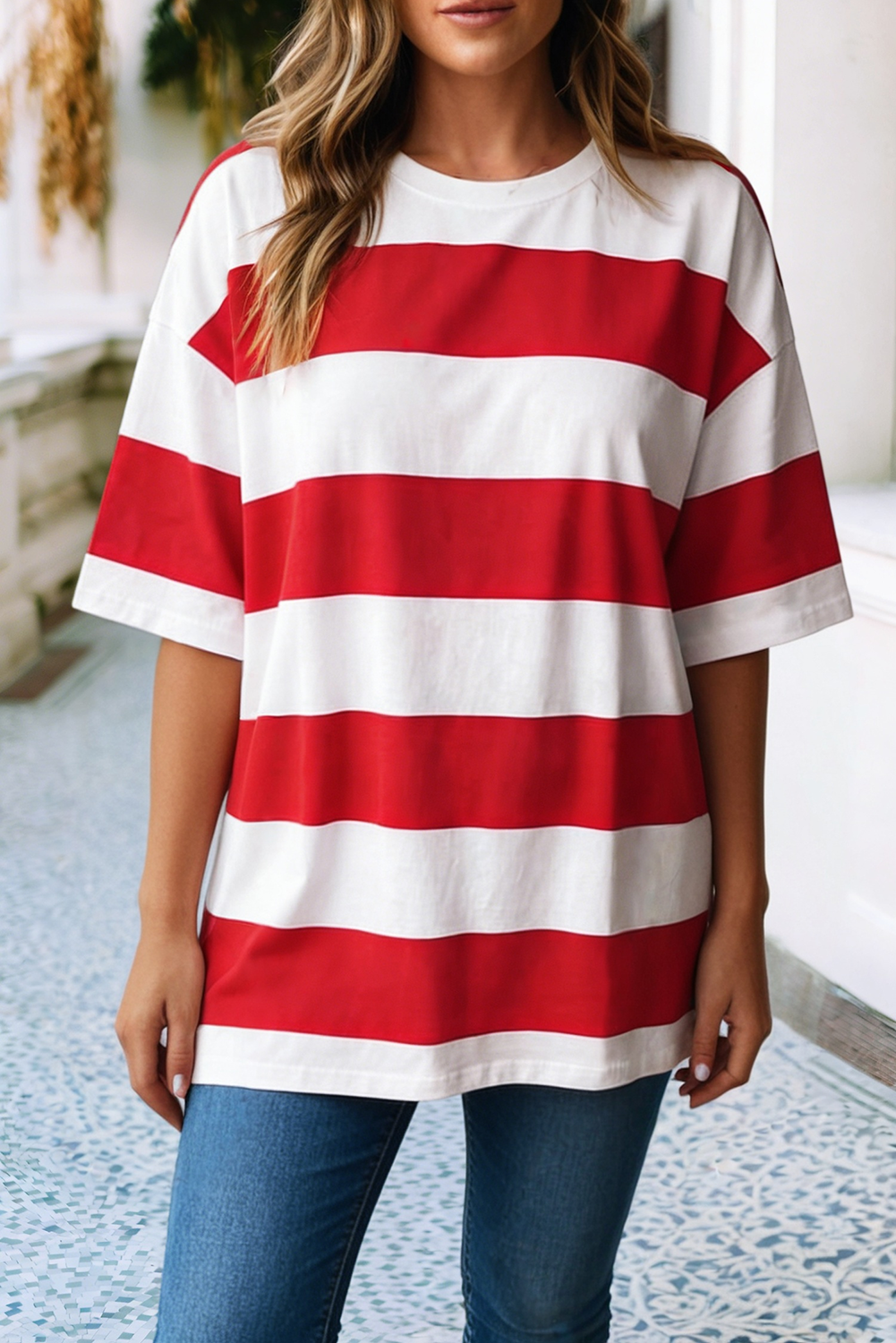 Little Daisy Closet - LDC Striped Color Block Oversize Tunic Tee