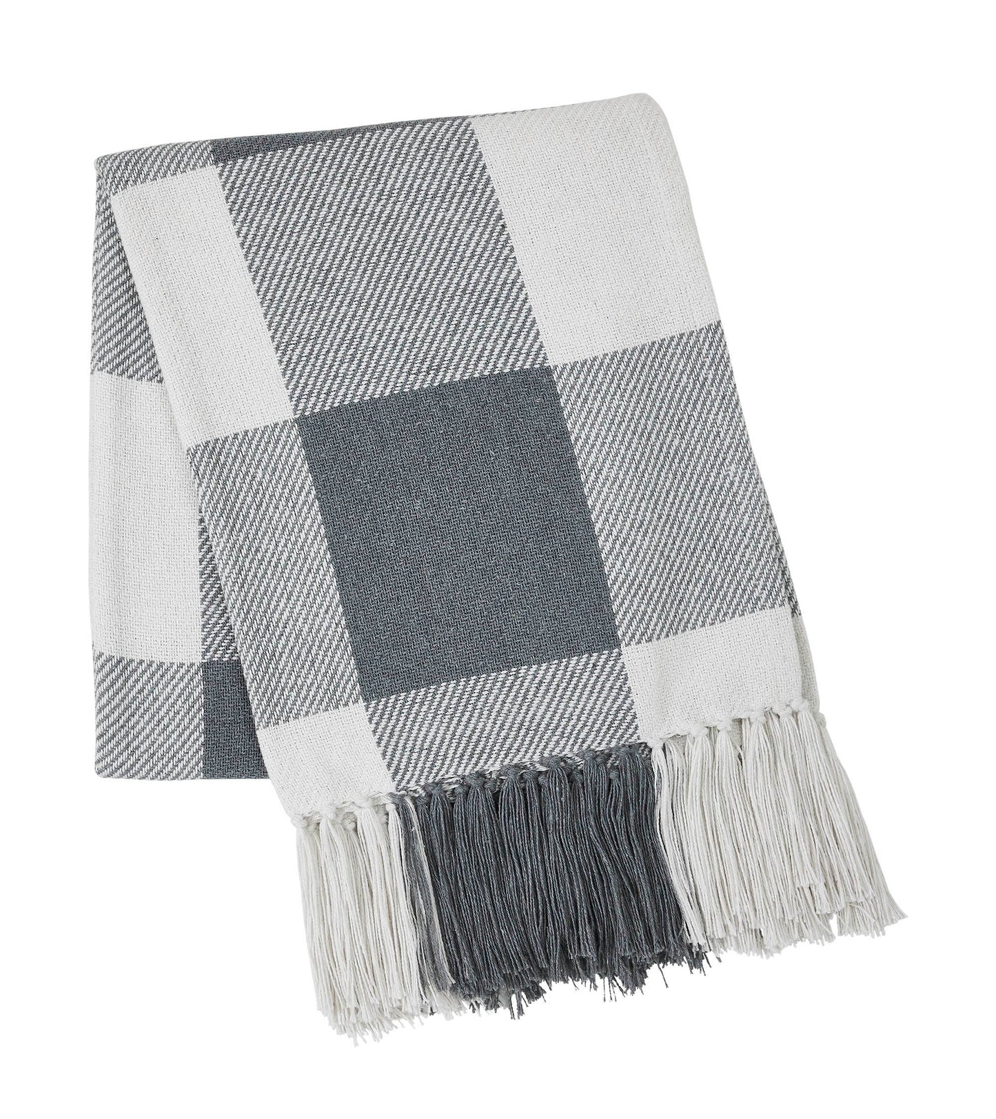 VHC Brands - Annie Grey Buffalo Check Woven Throw Blanket 50x60