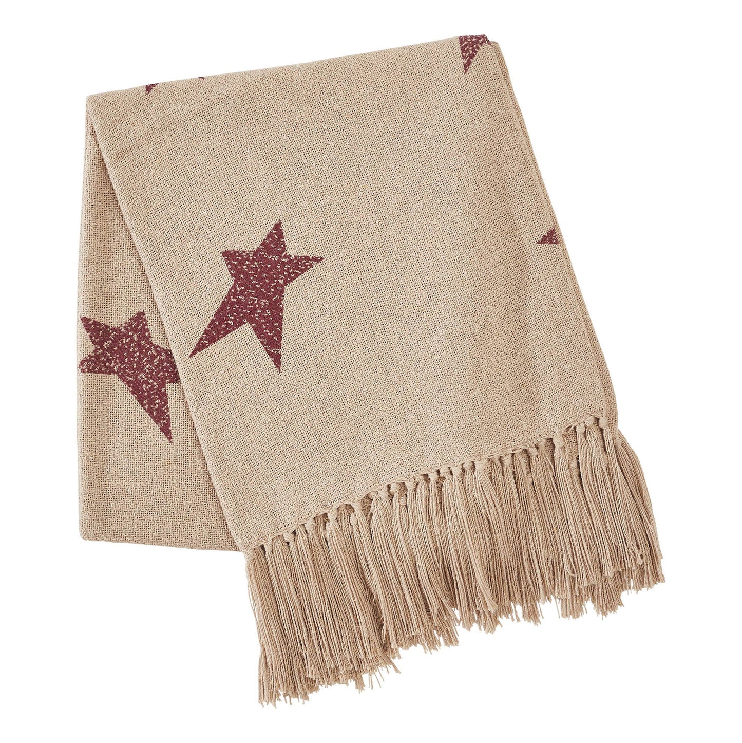 VHC Brands - Burgundy Primitive Star Woven Throw Blanket 50x60 Gable