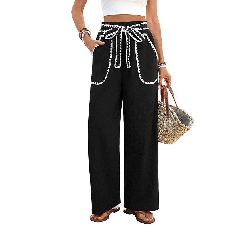 Lovesoft - High Waist Wide Leg Drawstring Casual Pants